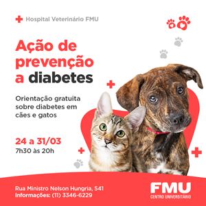 Hospital Veterinário realiza campanha sobre diabetes, com avaliação gratuita